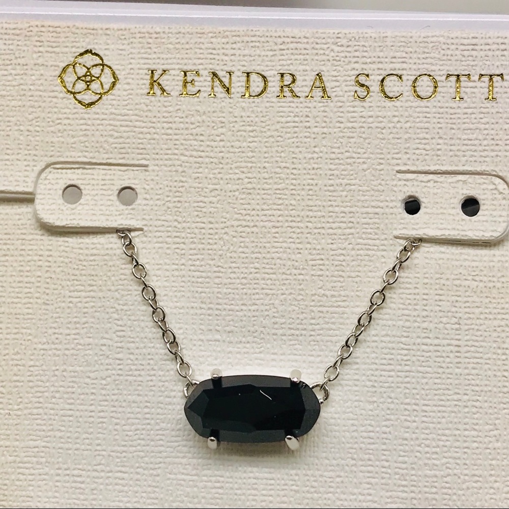 Kendra Scott Ever Black Necklace Silver Tone